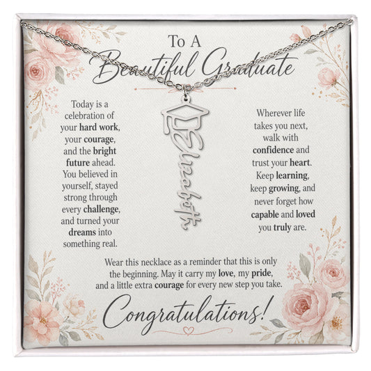 To A Beautiful Graduate Graduation Day Custom Congratulations Name Necklace Gift for Her