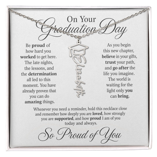 On Your Graduation Day Custom Congratulations Name Necklace