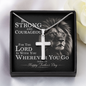 Father's Day Cross Necklace Gift for Dad, Joshua 1:9 Be Strong and Courageous Christian Jewelry