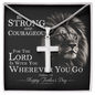 Father's Day Cross Necklace Gift for Dad, Joshua 1:9 Be Strong and Courageous Christian Jewelry