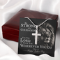 Father's Day Cross Necklace Gift for Dad, Joshua 1:9 Be Strong and Courageous Christian Jewelry