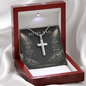 Father's Day Cross Necklace Gift for Dad, The Lord Is My  Light Psalm 27:1 Christian Jewelry