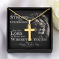 Father's Day Cross Necklace Gift for Dad, Joshua 1:9 Be Strong and Courageous Christian Jewelry