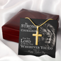 Father's Day Cross Necklace Gift for Dad, Joshua 1:9 Be Strong and Courageous Christian Jewelry