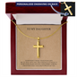 To My Daughter I'm Always Proud of You Personalized Cross with Snake Chain