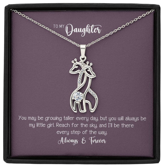 To My Daughter Reach For The Sky Giraffe Gift Necklace