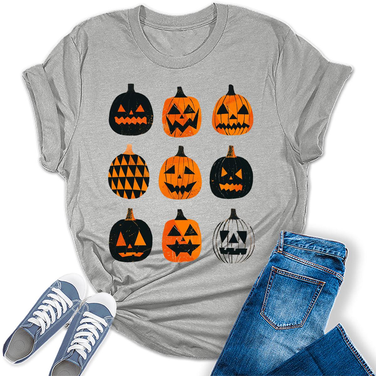 Women's Halloween Scary Ghost Pumpkin Graphic Tees