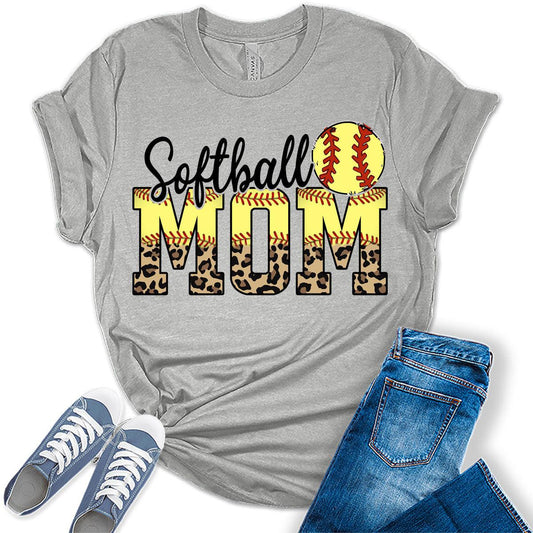 Softball Mom Shirt Letter Print T Shirt Cute Graphic Tees for Women Trendy Plus Size Tops