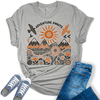 Wonderful Adventure Awaits Nature Graphic Tees for Women