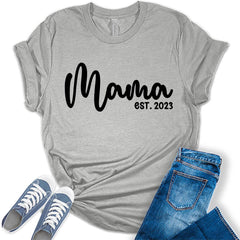Mama Est. 2023 New Mom Pregnant Mom Baby Announcement T-shirt