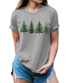 Evergreen Trees Womens Funny Christmas Graphic T-shirt