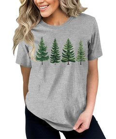 Evergreen Trees Womens Funny Christmas Graphic T-shirt