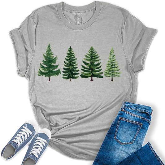 Evergreen Trees Womens Funny Christmas Graphic T-shirt