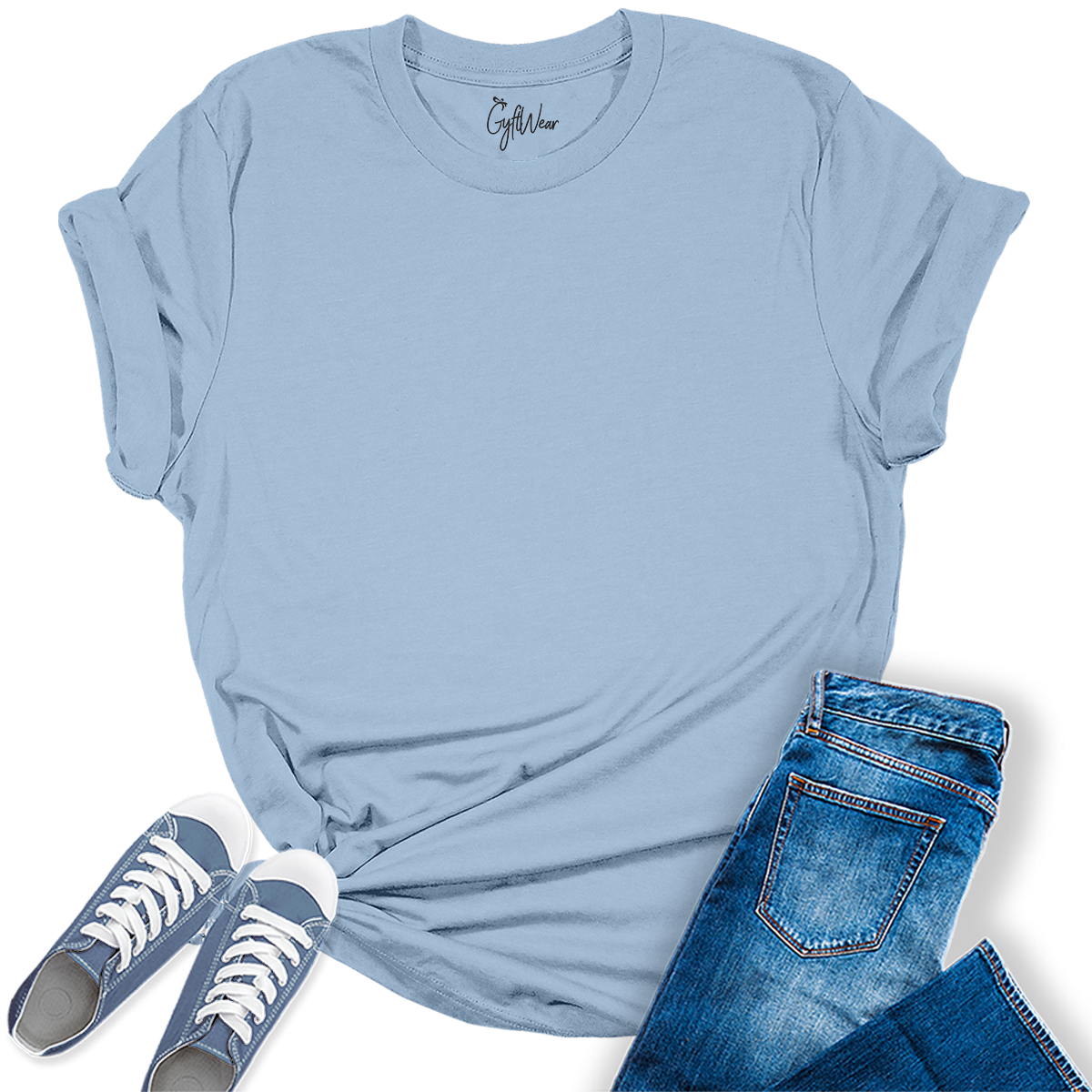 Womens Baby Blue T Shirts Premium Casual Short Sleeve Shirts Oversized Tops