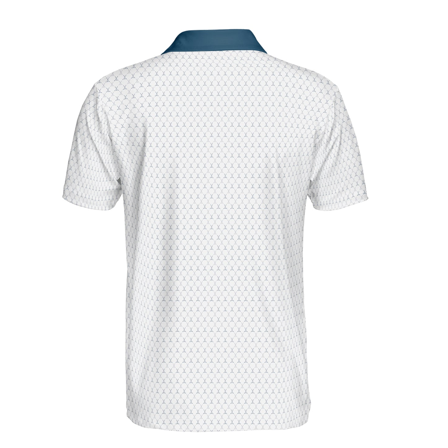 Golfer Polo Shirt for Men White Blue Moisture Wicking Short Sleeve Vacation Golf Top