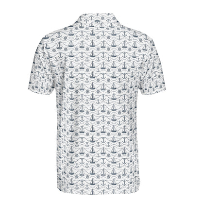 Mens Golf Polo Shirts Nautical Navy Short Sleeve Dry Fit Performance Moisture Wicking Casual Golf Shirts for Men