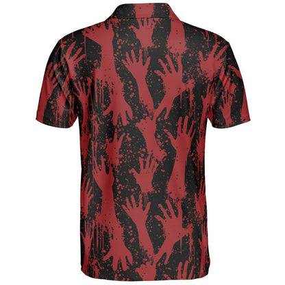 Bloody Zombie Hands Halloween Polo Shirt for Men Moisture Wicking Short Sleeve Golf Top