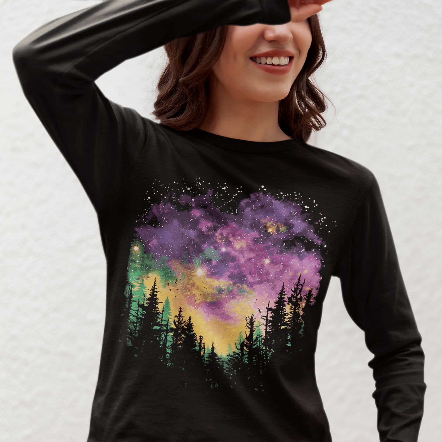 Women's Night Sky Mardi Gras Long Sleeve Graphic Tees