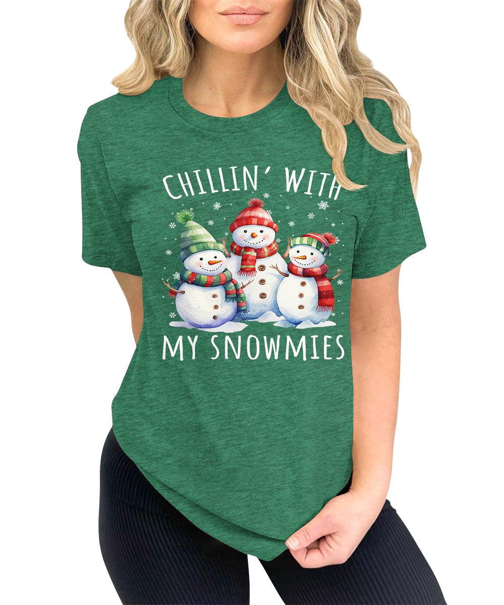 Chillin' With My Snowmies Funny Christmas Snowman T-Shirt