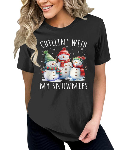 Chillin' With My Snowmies Funny Christmas Snowman T-Shirt