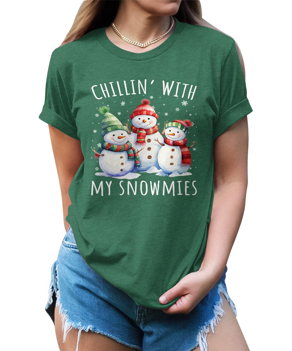 Chillin' With My Snowmies Funny Christmas Snowman T-Shirt