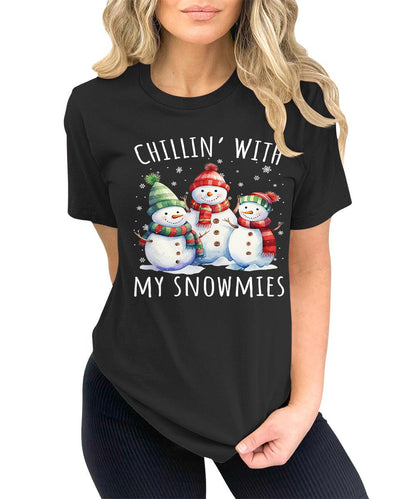 Chillin' With My Snowmies Funny Christmas Snowman T-Shirt