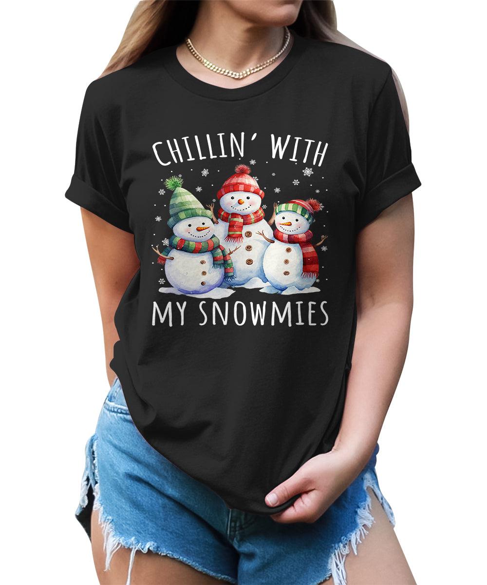 Chillin' With My Snowmies Funny Christmas Snowman T-Shirt