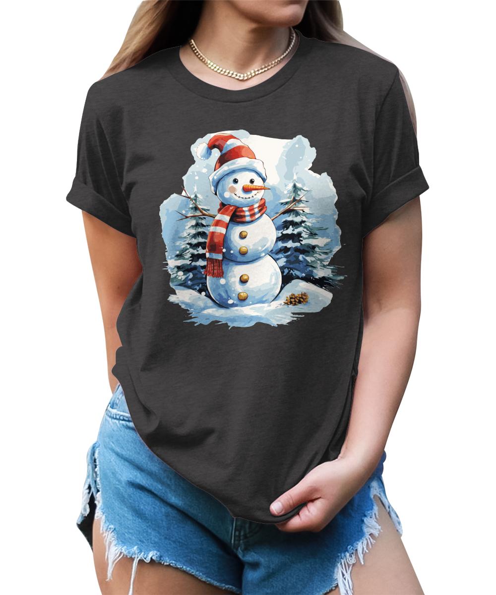 Cute Snowman Shirt Merry Christmas Shirts for Women Cottagecore Graphic Tees