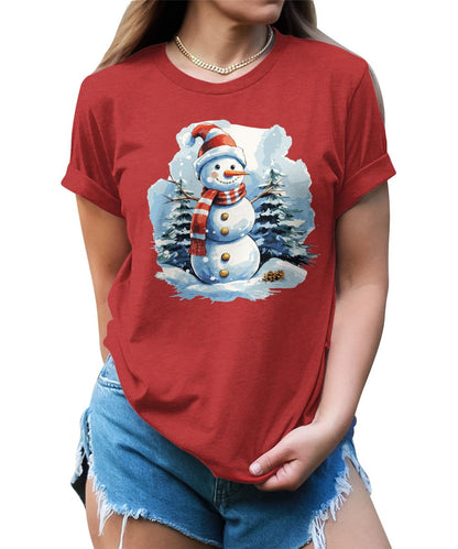 Cute Snowman Shirt Merry Christmas Shirts for Women Cottagecore Graphic Tees