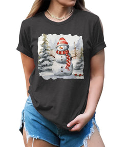 Womens Snowman Cute Christmas Winter T-shirt