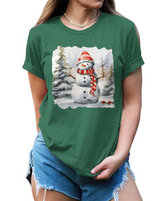 Womens Snowman Cute Christmas Winter T-shirt