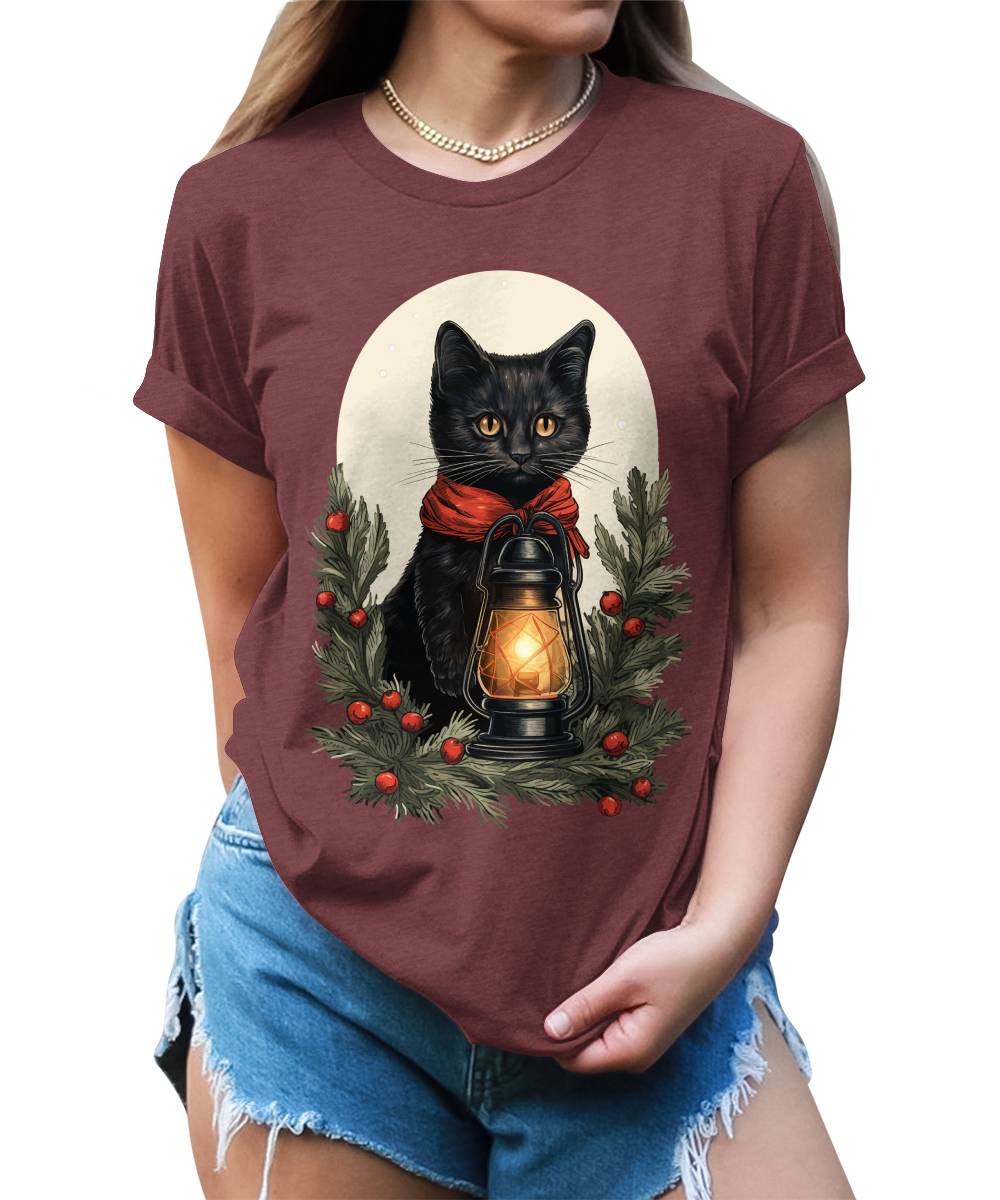 Cat Shirt Cute Christmas Tshirts for Women Plus Size Holiday Graphic Tees