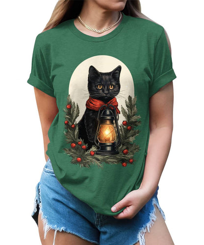 Cat Shirt Cute Christmas Tshirts for Women Plus Size Holiday Graphic Tees