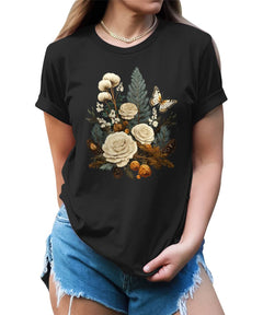 Floral Pine Cone Wild Flower T-shirt For Women