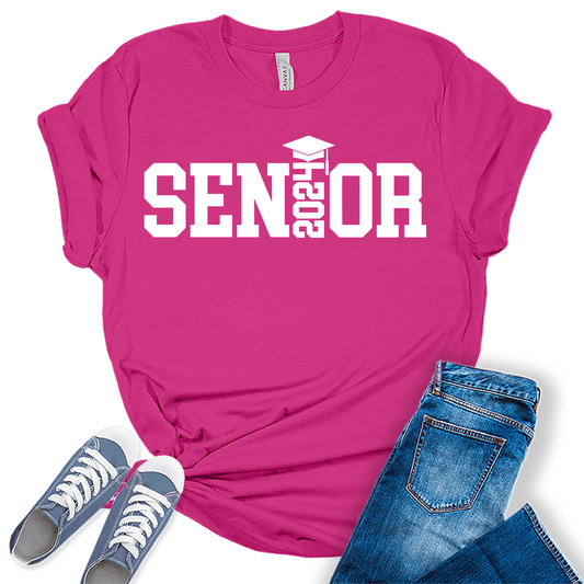 Senior 2024 Graduation Shirt Women Graphic Tees