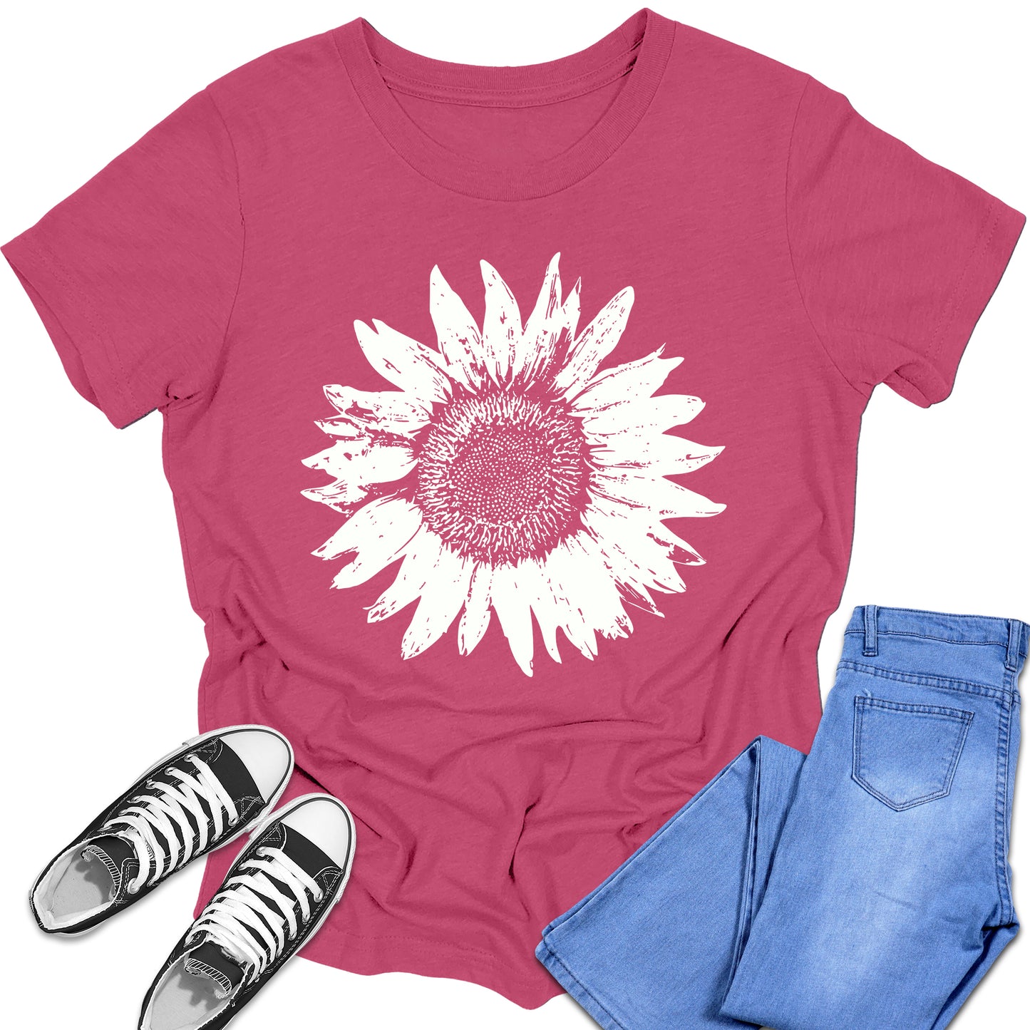 Boys and Girls Trendy Sunflower Floral Graphic Tees