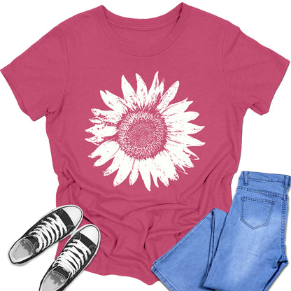 Boys and Girls Trendy Sunflower Floral Graphic Tees