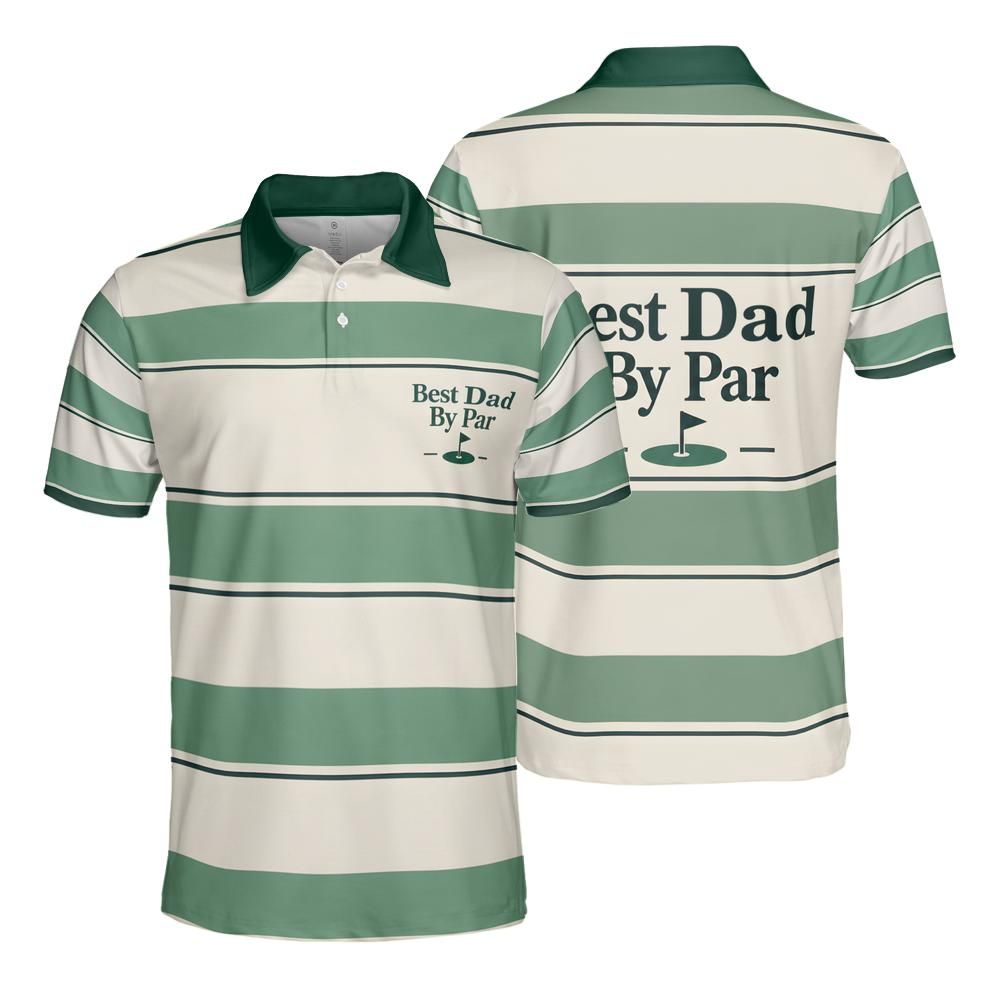 Best Dad By Par Golf Polo - Fairway Stripes front and back