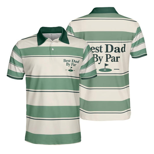 Best Dad By Par Golf Polo - Fairway Stripes front and back