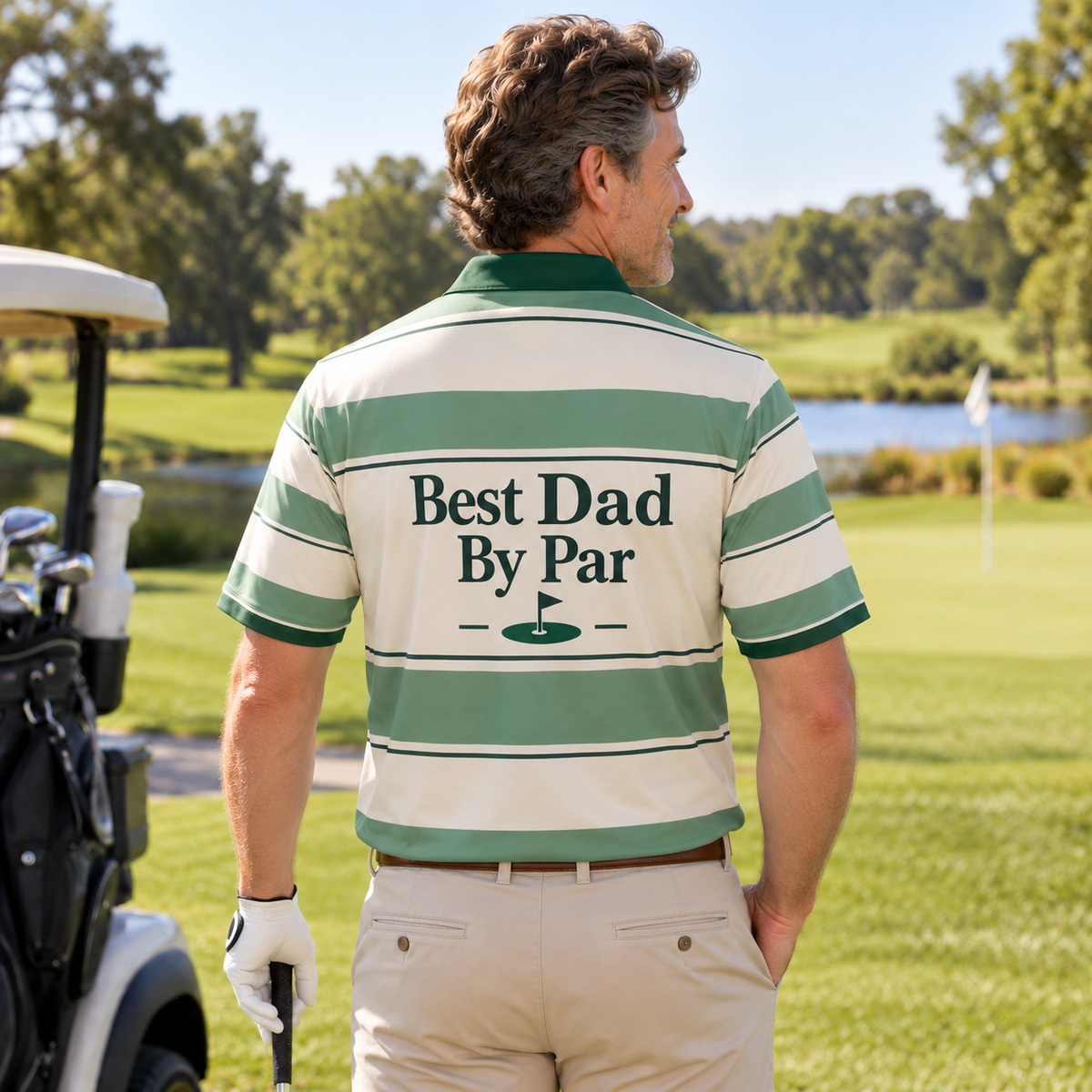 Best Dad By Par Golf Polo - Fairway Stripes lifestyle back