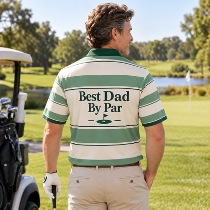 Best Dad By Par Golf Polo - Fairway Stripes lifestyle back