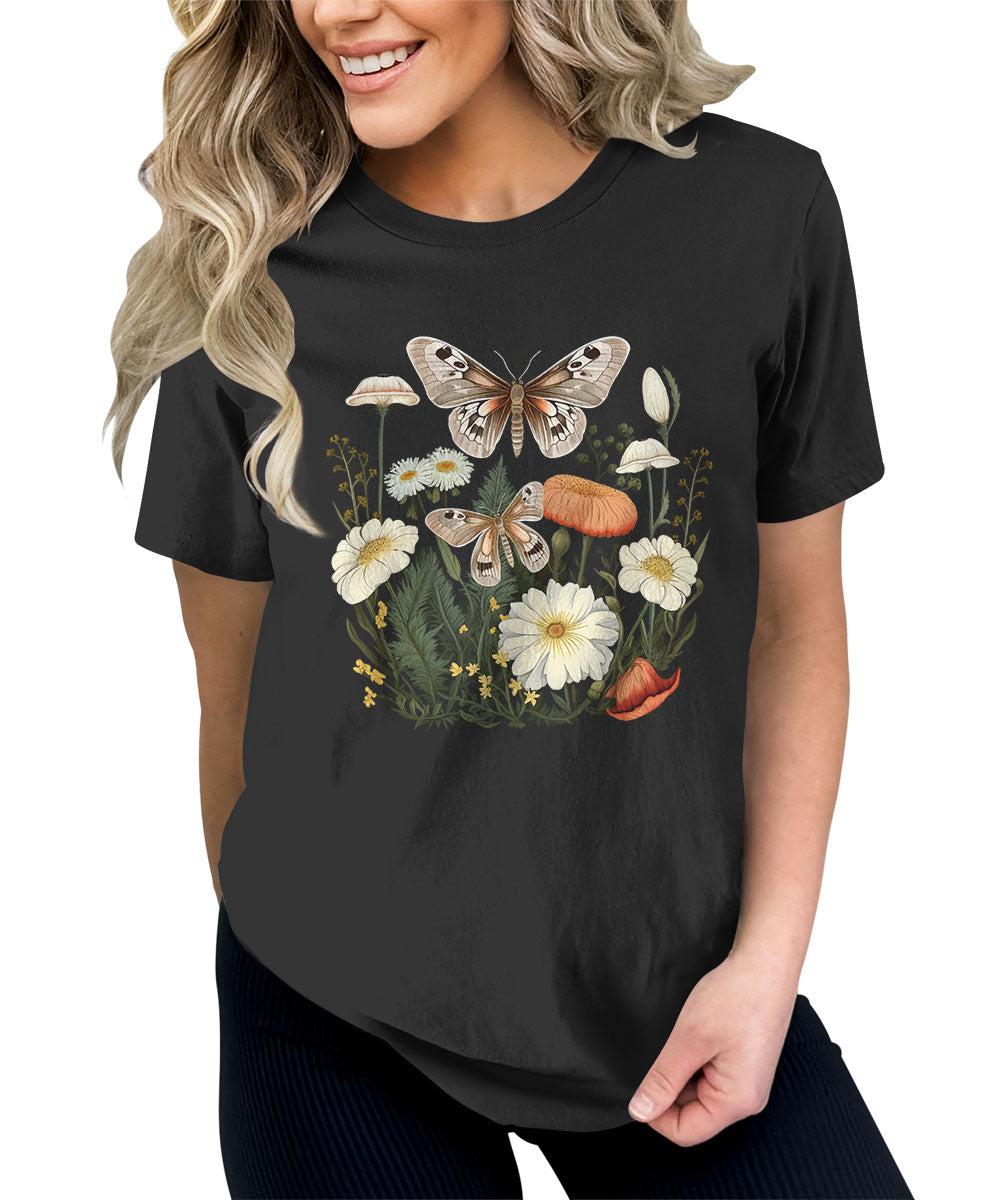 Beautiful Flower Butterfly Graphic Tees for Women