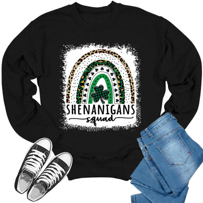 Shenanigans Squad Rainbow Crewneck St Patricks Day Sweatshirt Women Sweater