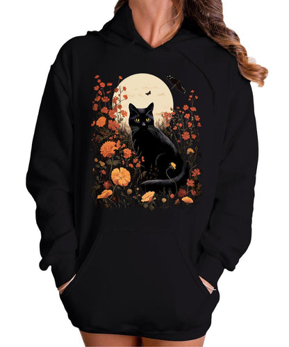 Cottagecore Cat Cute Floral Fall Halloween Hoodies For Women