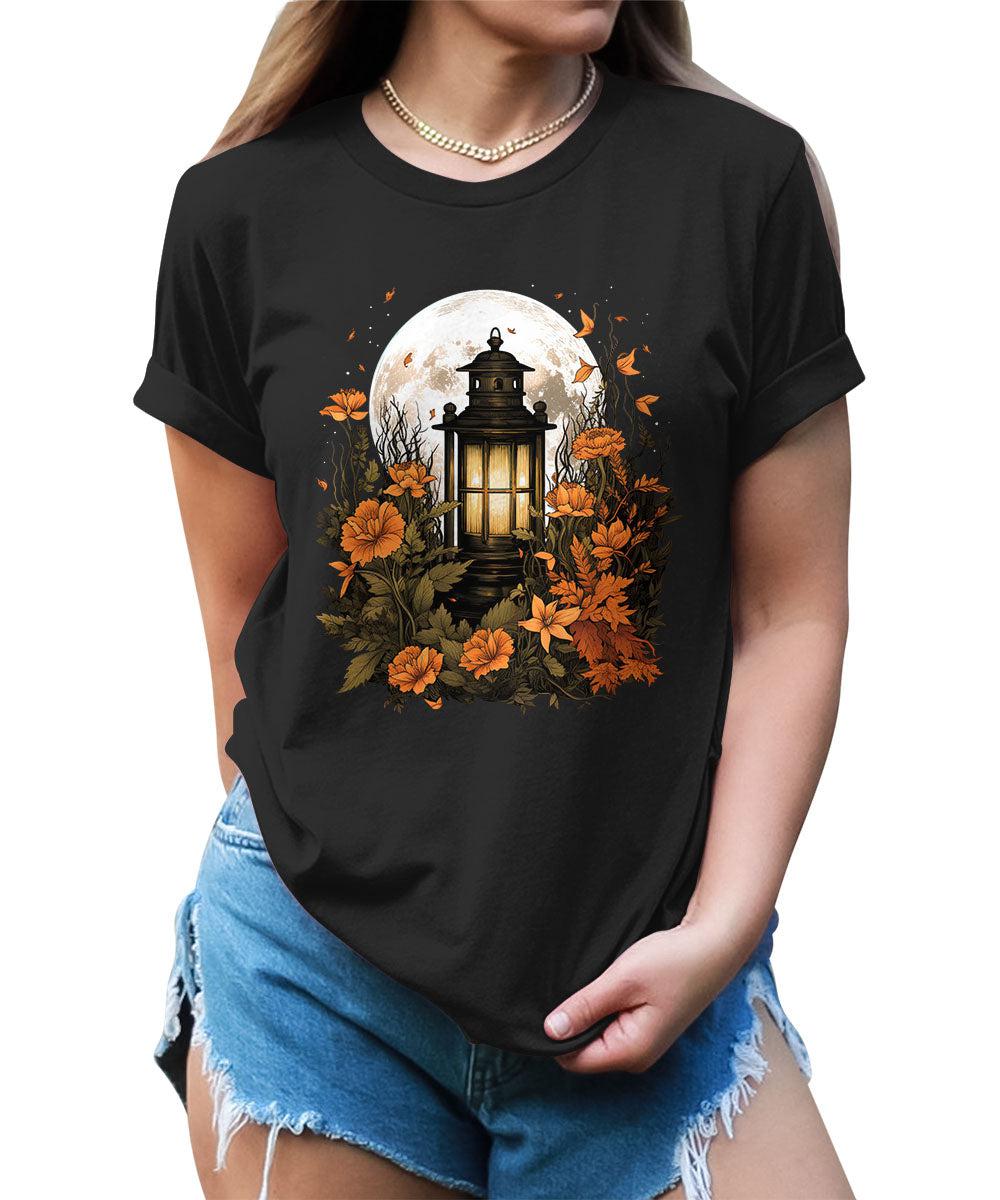 Fall Lantern Shirt Halloween Graphic Tees Short Sleeve Plus Size Tops For Women