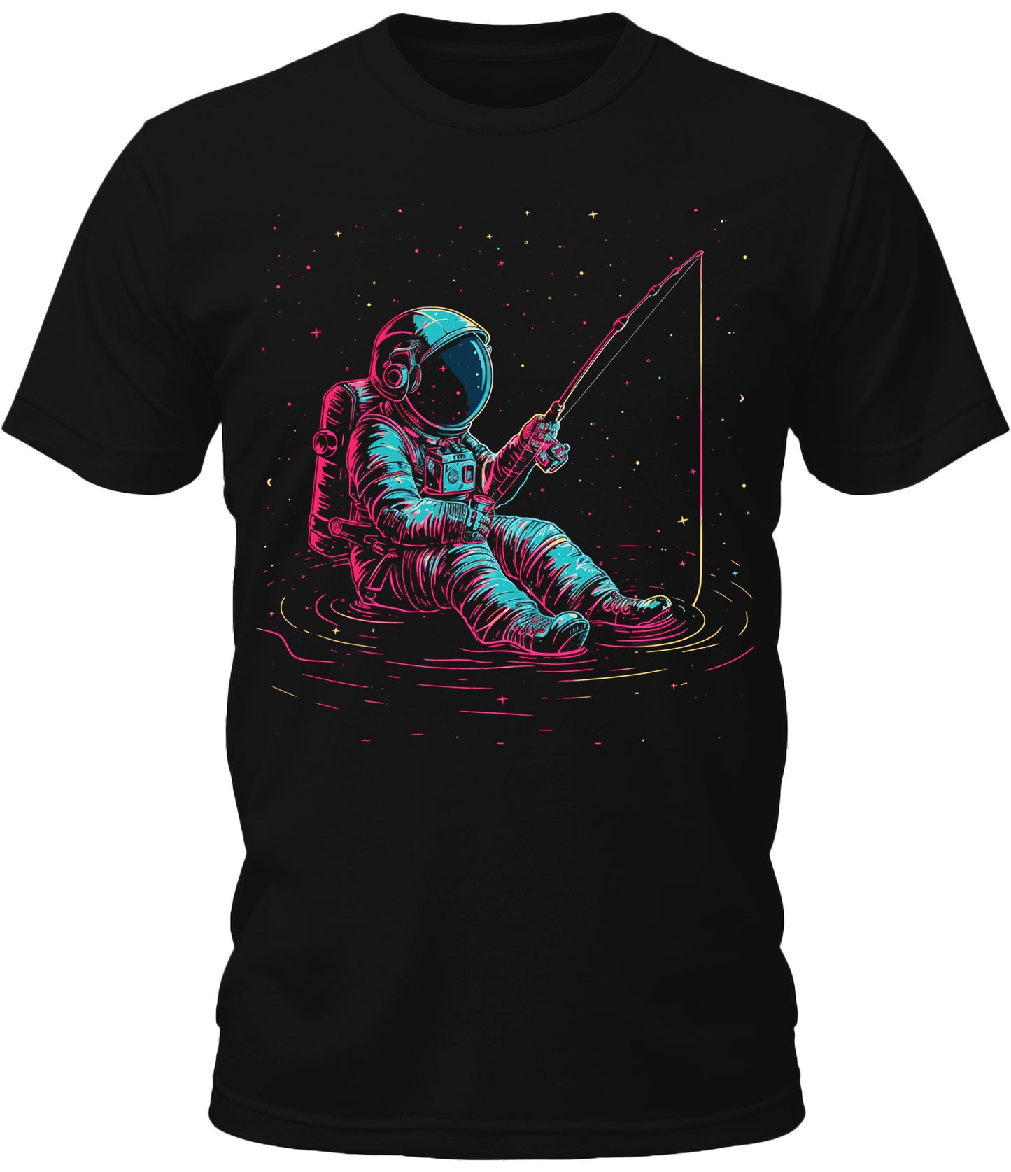 Mens Astronaut Space Fishing Graphic Tee