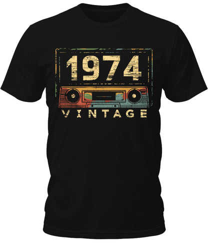 Men's 1974 Vintage 8 Track 50th Birthday Graphic Tee