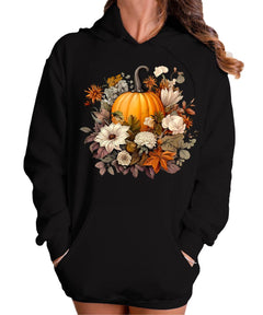 Fall Floral Pumpkin Women's Graphic Hoodie