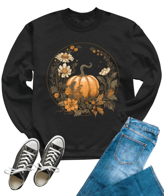 Pumpkin Cottagecore Graphic Women's Crewneck Sweatshirt