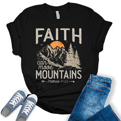 Faith Can Move Mountains Matthew Christian Womens Graphic T-shirt